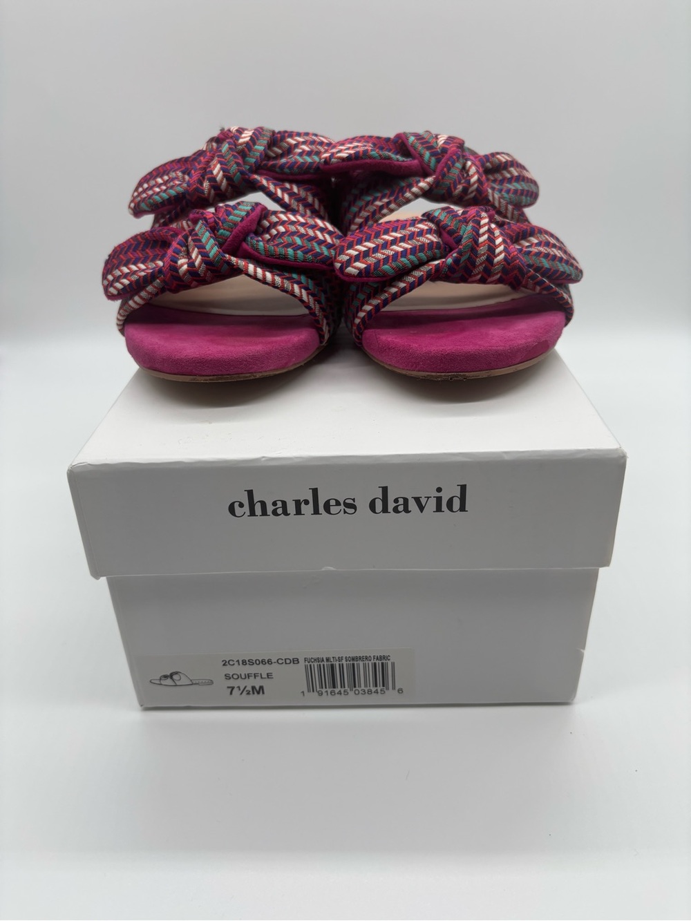 Charles David Fuchsia Braided Double-Strap Slide Sandals